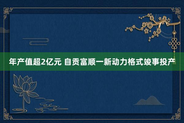 年产值超2亿元 自贡富顺一新动力格式竣事投产